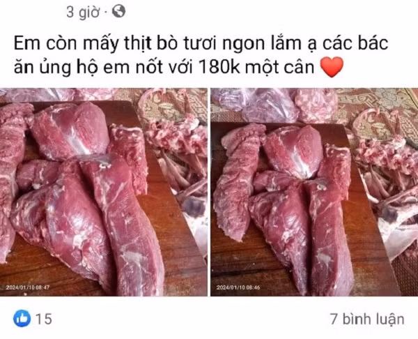 Một bài đăng trên mạng xã hội rao bán thịt bò giá rẻ Một bài đăng trên mạng xã hội rao bán thịt bò giá rẻ