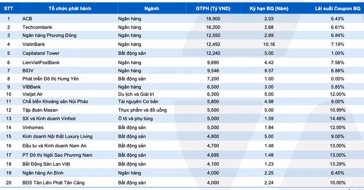 Các lô TPDN giá trị lớn được phát hành trong năm 2023 chủ yếu ở nhóm ngân hàng.