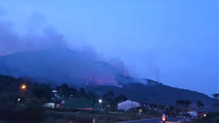Rừng núi Voi đang cháy lớn. Rừng núi Voi đang cháy lớn.