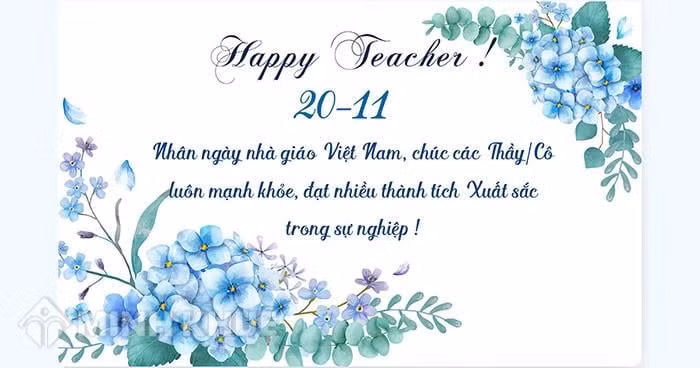 Thiệp cảm ơn, chúc mừng ngày nhà giáo Việt Nam. Ảnh Metavn