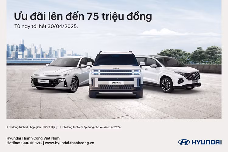 Hàng loạt ôtô Hyundai nhận ưu đãi cao nhất tới 75 triệu đồng Hang loat oto Hyundai nhan uu dai cao nhat toi 75 trieu dong