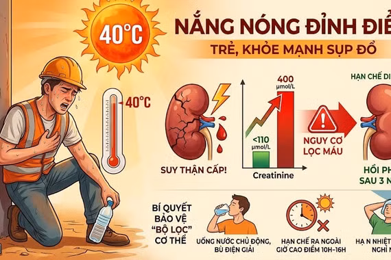 Mất nước mùa nắng nóng, coi chừng tổn thương thận cấp