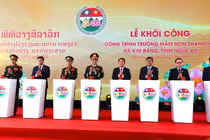 Bộ trưởng Quốc phòng Việt Nam - Lào dự Lễ khởi công trường mầm non Thanh Hà