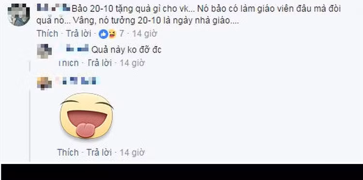 Thậm chí, có những ông chồng ngây thơ tưởng nhầm ngày Phụ nữ Việt Nam là ngày nhà giáo. Thậm chí, có những ông chồng ngây thơ tưởng nhầm ngày Phụ nữ Việt Nam là ngày nhà giáo.