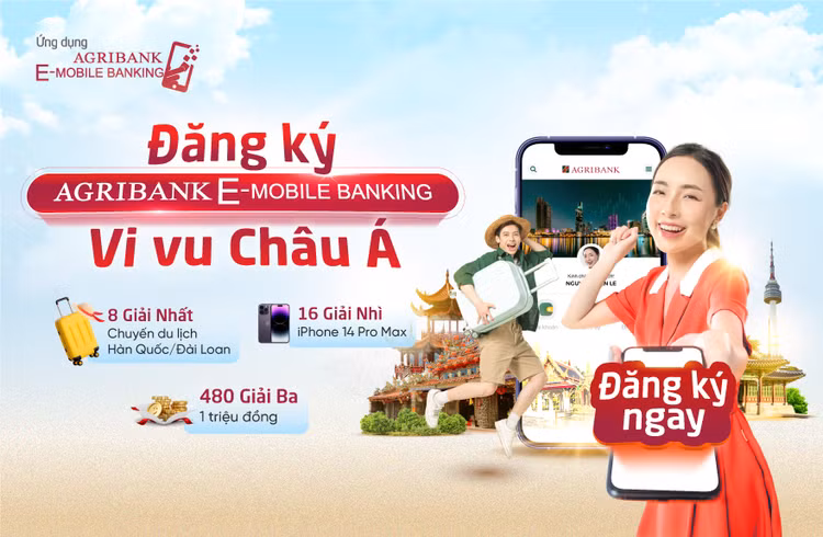 Dang ky Agribank E-Mobile Banking: Co hoi so huu iPhone 14 Pro Max va chuyen du lich Chau A mien phi