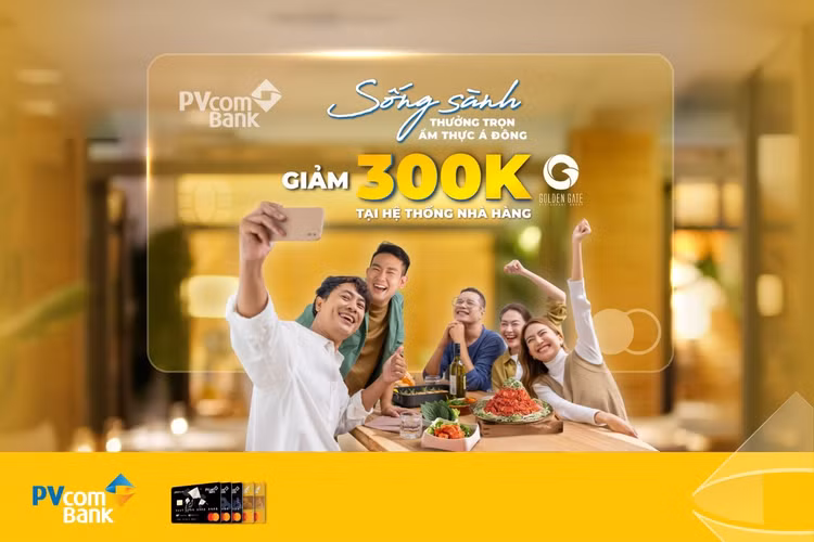 Giam 300.000 dong khi thanh toan bang the PVcomBank Mastercard tai Golden Gate