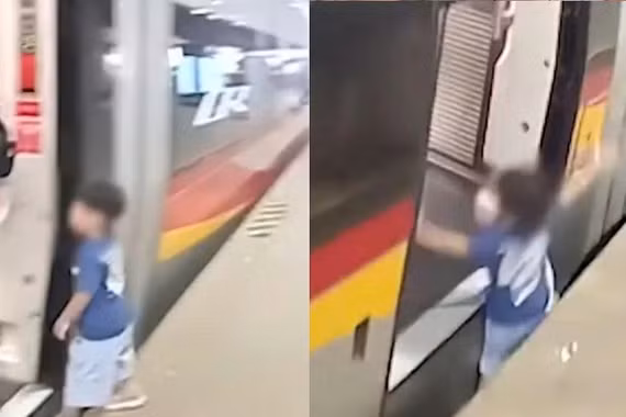 Bé trai rơi xuống khe giữa sân ga và tàu khiến hành khách hoảng loạn