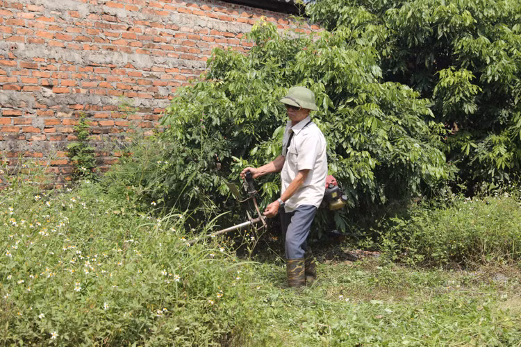 Chú Trần Văn Đức, 60 tuổi, bận rộn và vất vả với việc quản lý trang trại của gia đình
