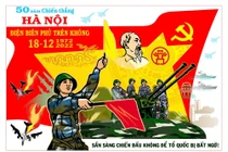 Ấn tượng tranh cổ động 50 năm Chiến thắng Hà Nội - Điện Biên Phủ trên không