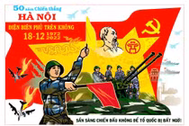 Ấn tượng tranh cổ động 50 năm Chiến thắng Hà Nội - Điện Biên Phủ trên không
