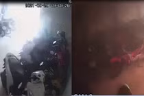 Chiếc xe bốc khói rồi bùng cháy dữ dội. (Ảnh cắt từ clip). 