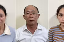 Các bị can từ trái sang phải: Trần Đình Như Ý, Võ Hồng Cường, Nguyễn Thục Anh.