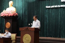 Chủ tịch UBND TPHCM Phan Văn Mãi phát biểu tại hội nghị.