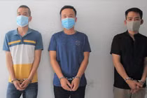 Từ trái qua phải, nhóm đối tượng: Lê Thanh Hải, Lê Kiên Trung và Trần Diễn Thương. Ảnh: Công an cung cấp.