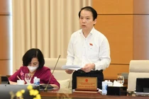 Chủ nhiệm Ủy ban Pháp luật của Quốc hội Hoàng Thanh Tùng trình bày báo cáo thẩm tra. Ảnh: Quốc hội 