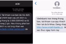 Cảnh báo mạo danh tin nhắn ngân hàng