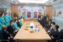 Phó Chủ tịch CMSC Nguyễn Ngọc Cảnh phát biểu động viên, chúc Tết người lao động