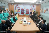 Phó Chủ tịch CMSC Nguyễn Ngọc Cảnh phát biểu động viên, chúc Tết người lao động