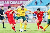 Tuyển Việt Nam đã thi đấu rất hay trước Australia. Ảnh:TTXVN