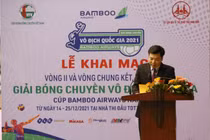 Ông Nguyễn Mạnh Cường, Trưởng ban Tổ chức - Giám đốc Sở VH-TT tỉnh Ninh Bình phát biểu trong khuôn khổ sự kiện.