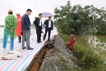 Sụt lún nghiêm trọng tại đê hữu Đáy ở huyện Quốc Oai, Hà Nội