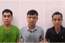 Từ trái qua phải, các đối tượng: Nguyễn Văn Toàn, Đặng Xuân Thắng, Nguyễn Văn Sơn.