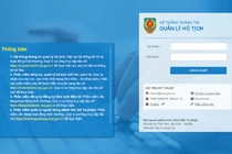 Trang chủ hệ thống thông tin quản lý hộ tịch. 