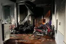 Hiện trường vụ cháy nhà trọ ở phường Phú Đô (quận Nam Từ Liêm, TP Hà Nội) khiến 1 người tử vong.