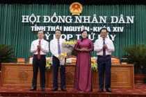 Lãnh đạo Thường trực Tỉnh ủy Thái Nguyên chúc mừng tân Phó Chủ tịch UBND tỉnh Nguyễn Thanh Bình.