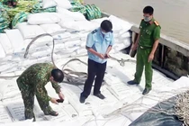 Tổ công tác liên ngành kiểm tra tang vật.