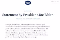 Tổng thống Joe Biden xác nhận đã tiêu diệt thủ lĩnh tối cao của IS ở Idlib