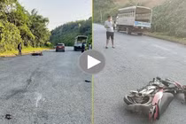 Video thanh niên đi xe máy trượt ngã vào gầm xe tải tử vong tại chỗ