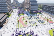 Quần thể nghỉ dưỡng khoáng nóng Sun Beauty Onsen mang phong cách kiến trúc Nhật Bản. Ảnh phối cảnh minh họa