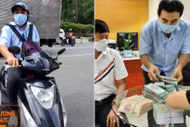 MC Quyền Linh đi dép lê, đeo ba lô tiền, tự chạy xe máy tới ủng hộ thêm 2,2 tỷ VNĐ cho quỹ vaccine cho người lao động nghèo