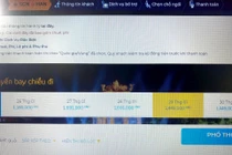 Trên website của Vietravel Airlines, giá vé đi từ TP. HCM – Hà Nội, ngày 28/1 (26 tết) giá cũng chỉ có 1.691.000 đồng