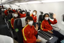 Tuyển Việt Nam được phục vụ trong chuyên cơ A321neo với khoang Thương gia hiện đại.