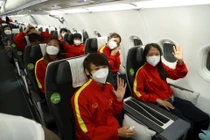 Tuyển Việt Nam được phục vụ trong chuyên cơ A321neo với khoang Thương gia hiện đại.