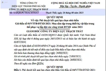 Quyết định phê duyệt nhà thầu trúng thầu cho Công ty CP Thiết bị điện MBT - Công ty Tuấn Ân Hà Nội – Công ty CP Công nghệ Smosa Việt Nam của PC Thạch Thất.