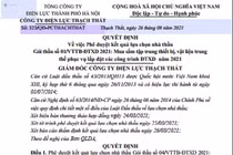 Quyết định phê duyệt nhà thầu trúng thầu cho Công ty CP Thiết bị điện MBT - Công ty Tuấn Ân Hà Nội – Công ty CP Công nghệ Smosa Việt Nam của PC Thạch Thất.