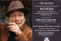 Tang lễ nhạc sĩ Phú Quang tổ chức vào ngày 13/12, an táng tại Phú Thọ