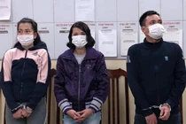 Các đối tượng Lương, Lành, Mão tại cơ quan công an.