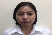 Đinh Thị Quỳnh tại cơ quan công an (ảnh: Công an TP Hà Nội).