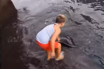 Gặp "quái ngư" dài hơn 3m, bé trai 8 tuổi hành động bất ngờ 