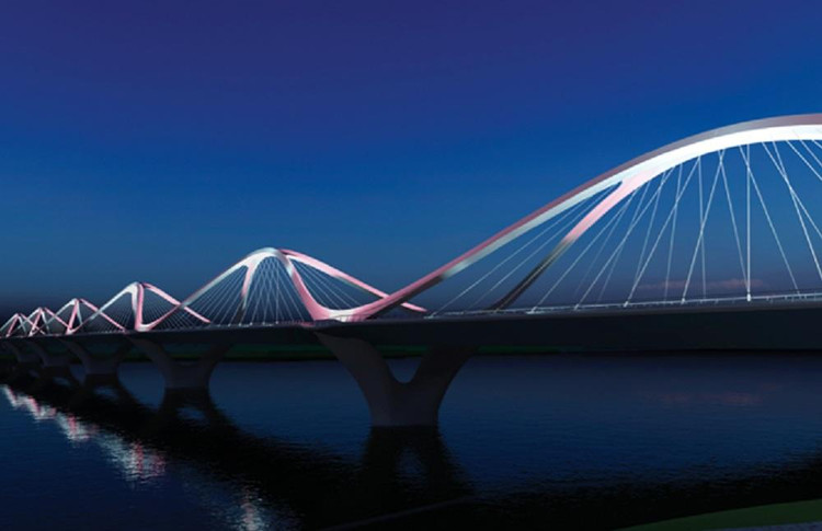 Bản vẽ phương án kiến trúc cầu Trần Hưng Đạo đạt giải Nhất.