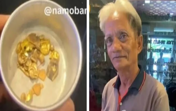 Nhan vien tang le gom rang vang tu lo hoa tang duc thanh thoi