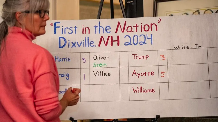 Bau cu Tong thong My: Ong Trump, ba Harris hoa nhau tai Dixville Notch