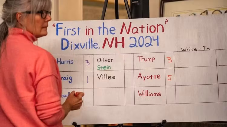 Bau cu Tong thong My: Ong Trump, ba Harris hoa nhau tai Dixville Notch