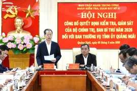 Kiểm tra, giám sát đối với Ban thường vụ Tỉnh ủy Quảng Ngãi