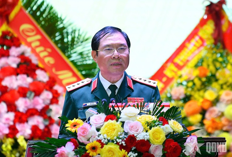 Đại tướng Nguyễn Tân Cương phát biểu chỉ đạo tại buổi lễ. Ảnh: QĐND.