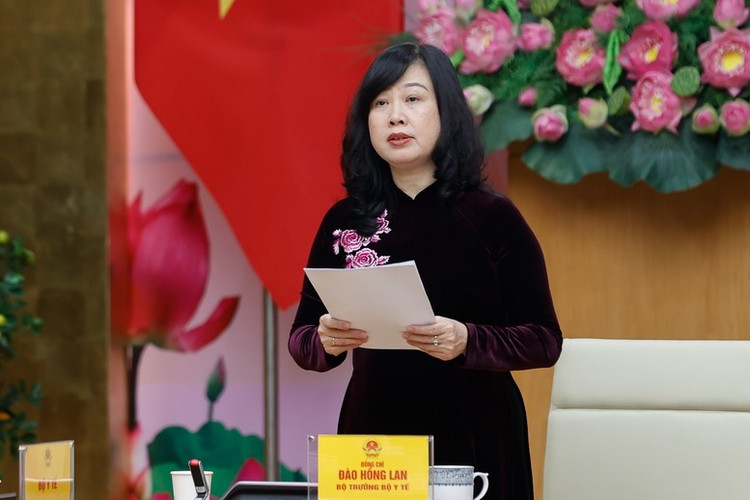 Bộ trưởng Bộ Y tế Đào Hồng Lan phát biểu tại cuộc gặp mặt - Ảnh: VGP/Nhật Bắc